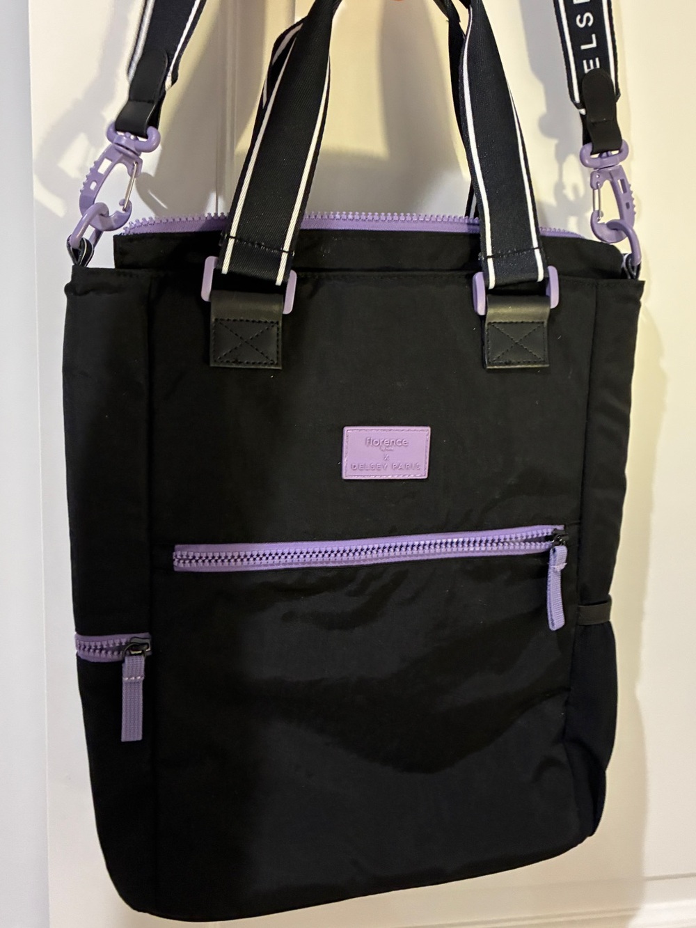 NWOT Florence by Mills x Delsey Paris Black Nylon Convertible Tote Laptop Bag